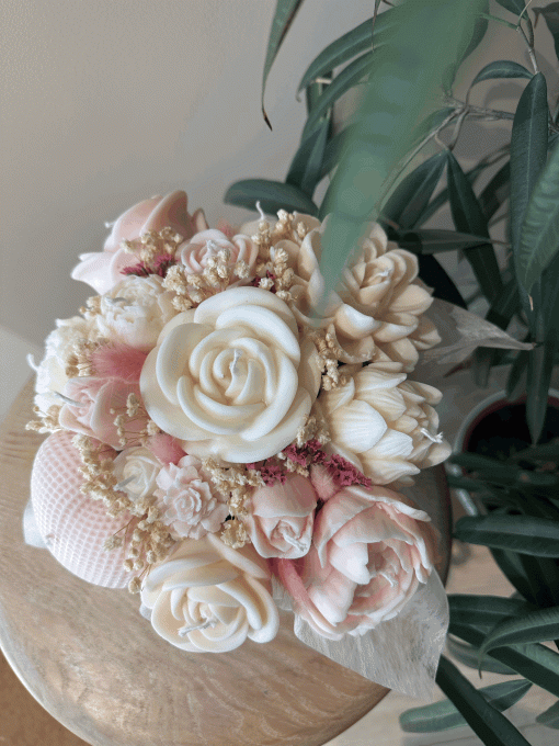Bouquet en cire - Rose poudré